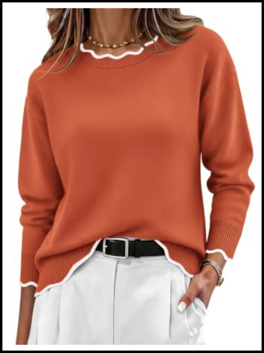Women's Soft Knit Long Sleeve Pullover Sweater for Fall Winter